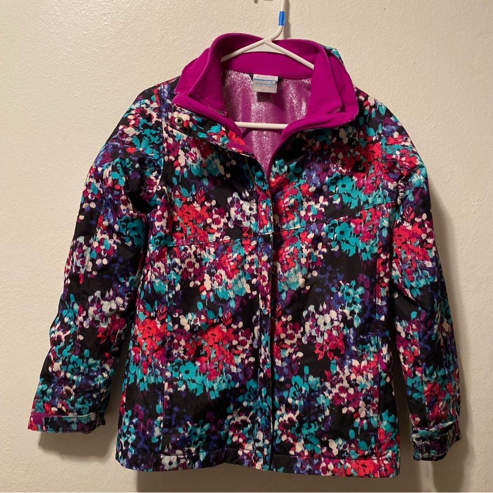 Columbia Sportswear Multicolor Floral Kids Interchange Coat Girls Size Large Zip